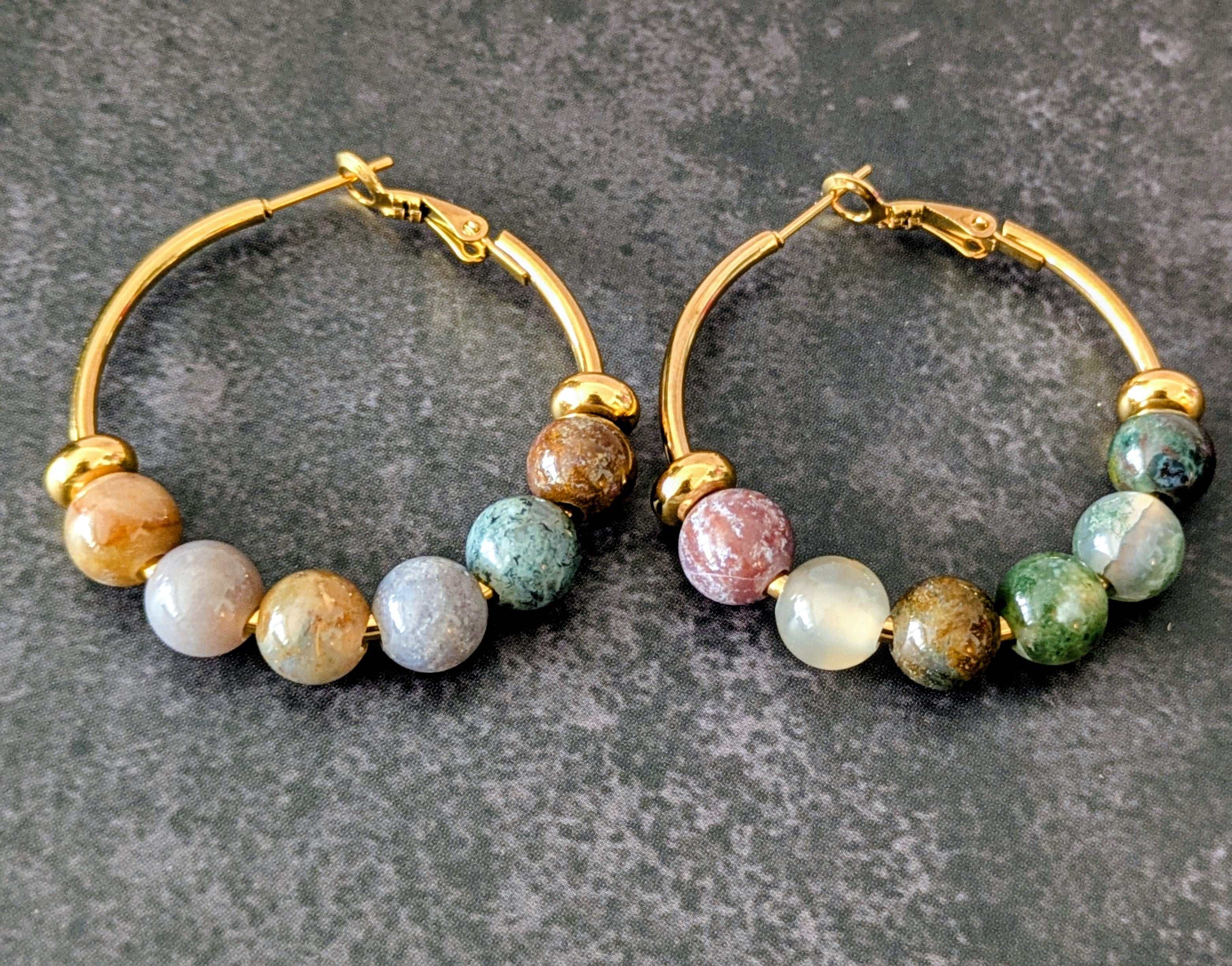 Fancy Jasper Boho Bloom Hoops