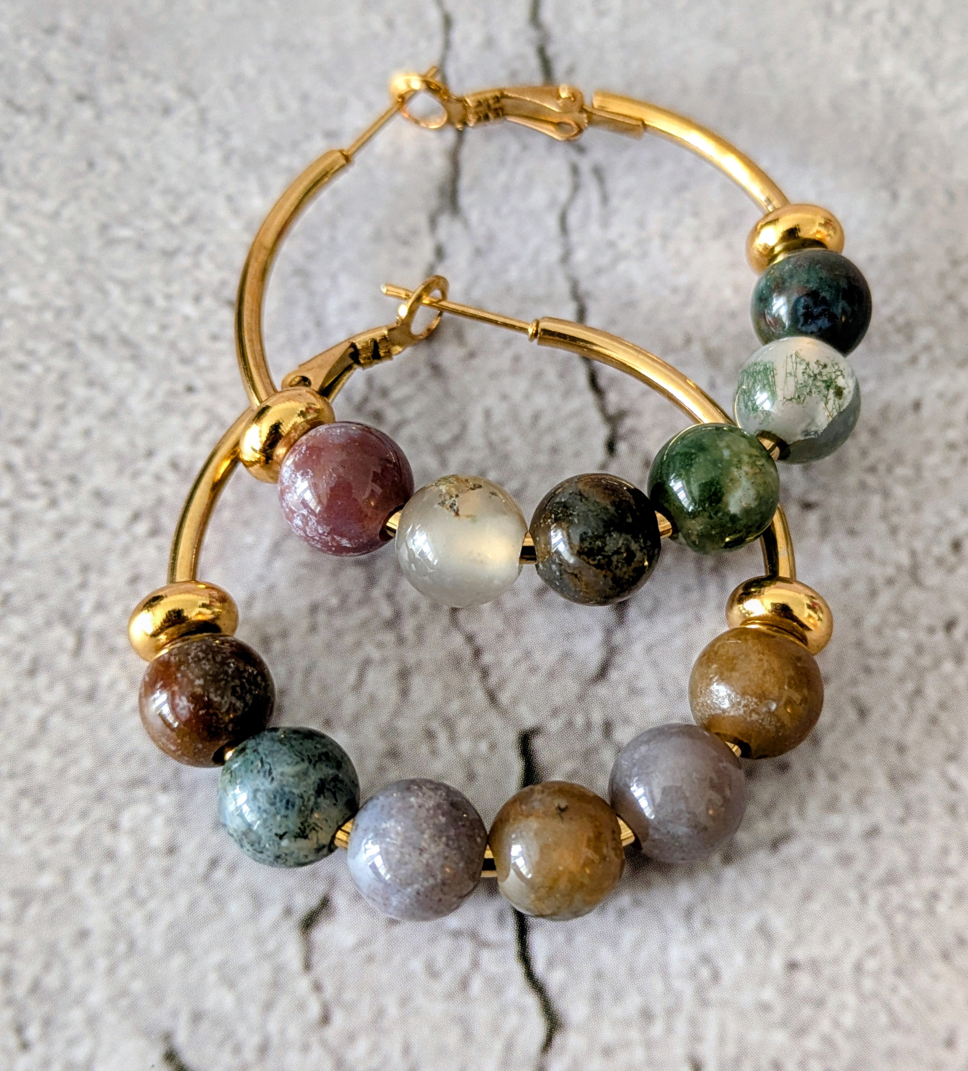Fancy Jasper Boho Bloom Hoops