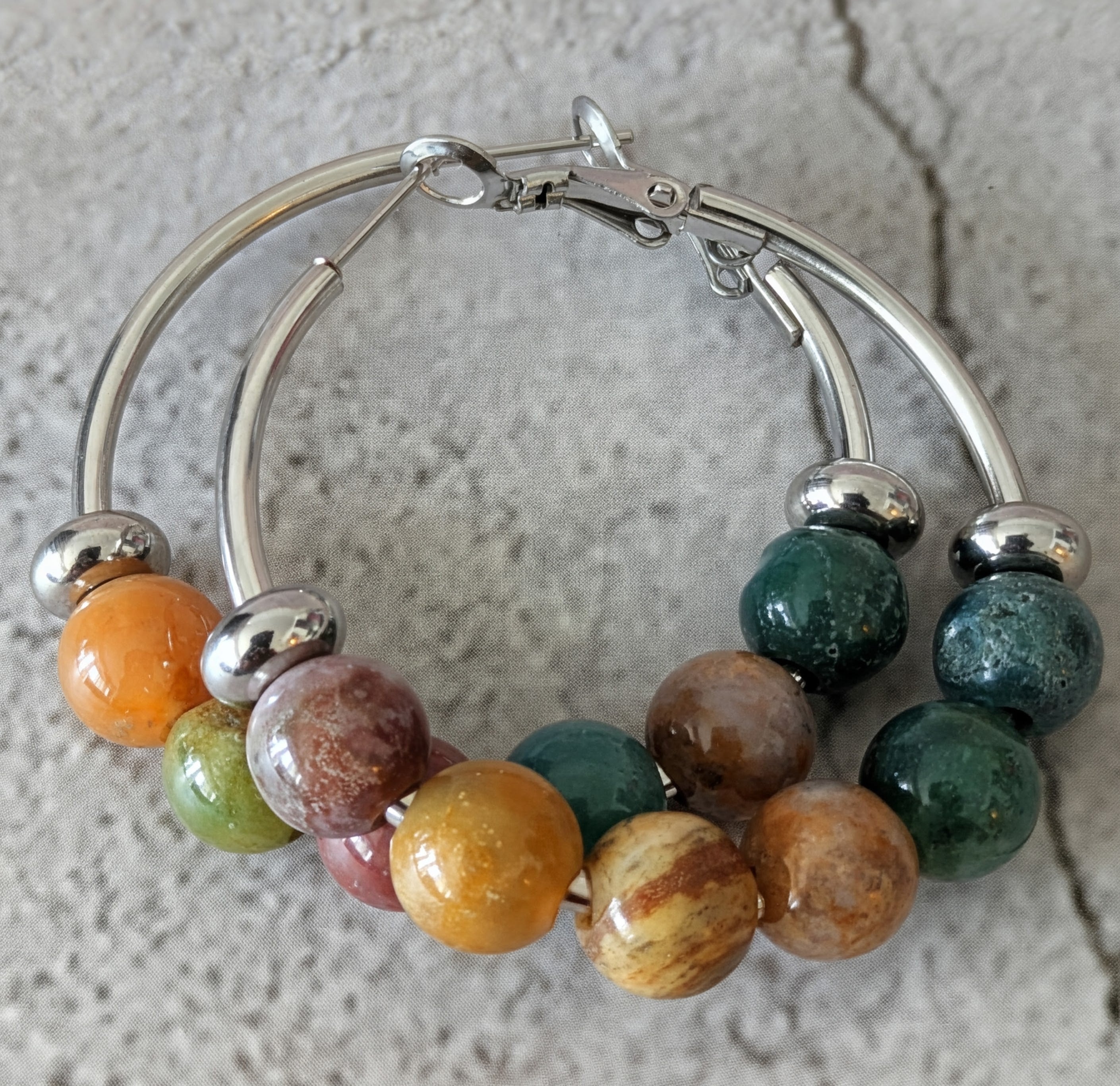 Fancy Jasper Boho Bloom Hoops