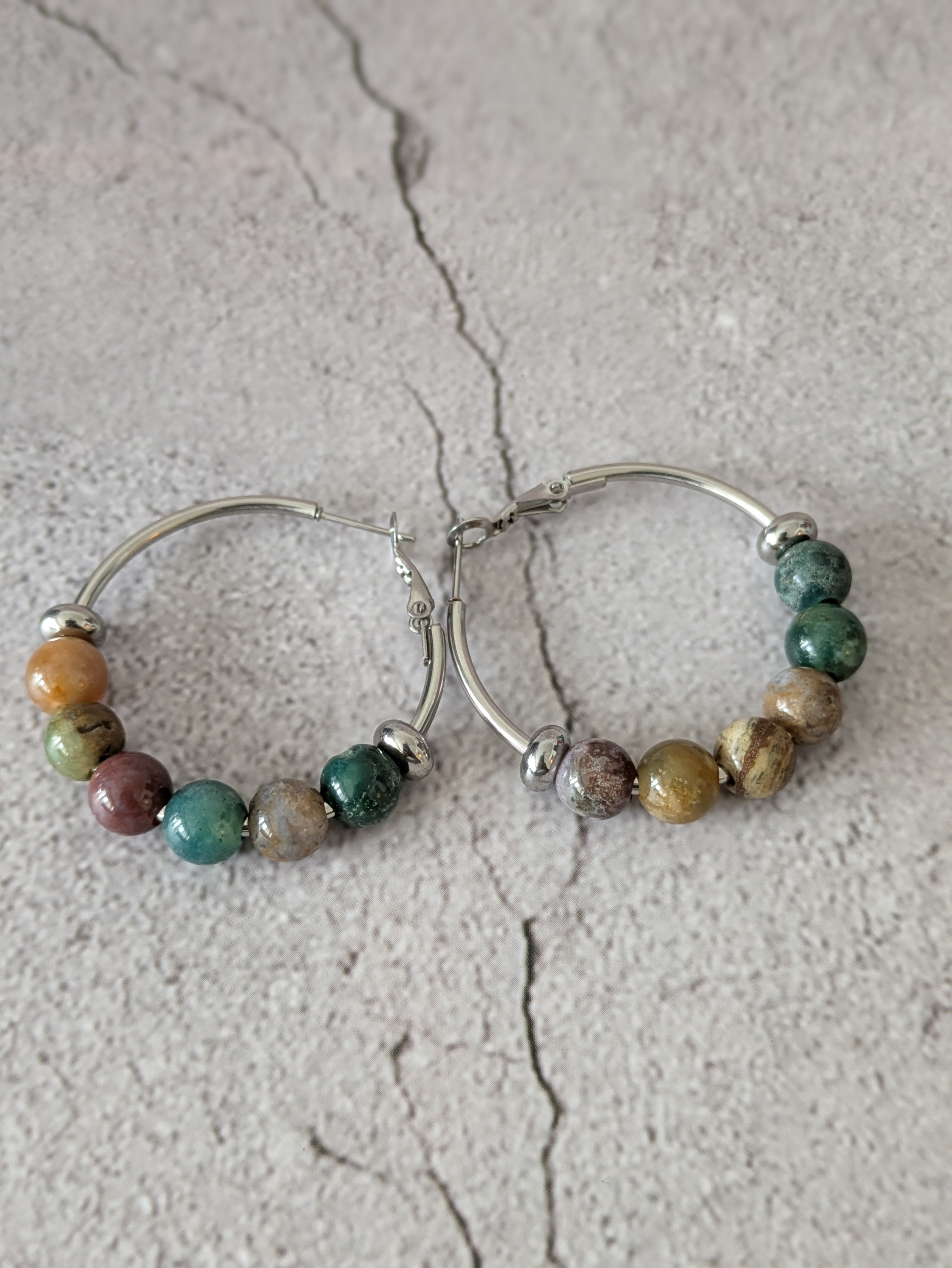 Fancy Jasper Boho Bloom Hoops