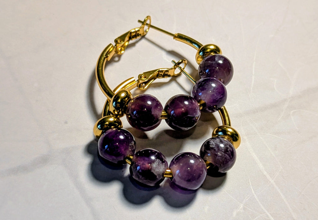 Amethyst Boho Bloom Hoops